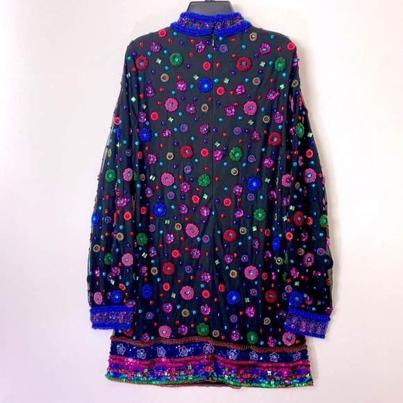 TULAROSA Multicolored Sequins Embroidered Floral Rainbow of Crystal Accents - Picture 9 of 9